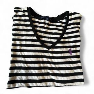 Ralph Lauren Black‎ and White Striped Short Sleeve Tee